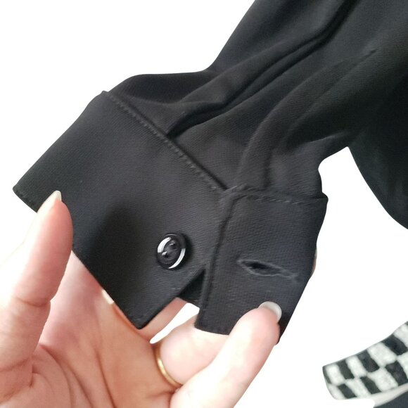 Jean Paul Gaultier x OVS Black White Checker Sequin Tie Neck Top Blouse - Picture 11 of 12